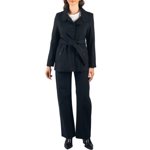 Alpine Swiss Bella Womens Wool Blend Coat Removable Belt Blazer